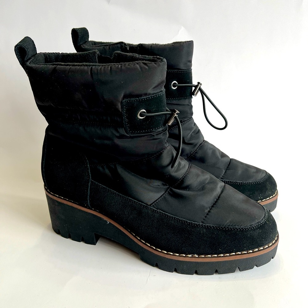 BLONDO Women's 9.5 Darci Puffer Waterproof Bootie Cow Suede Black‎ NEW